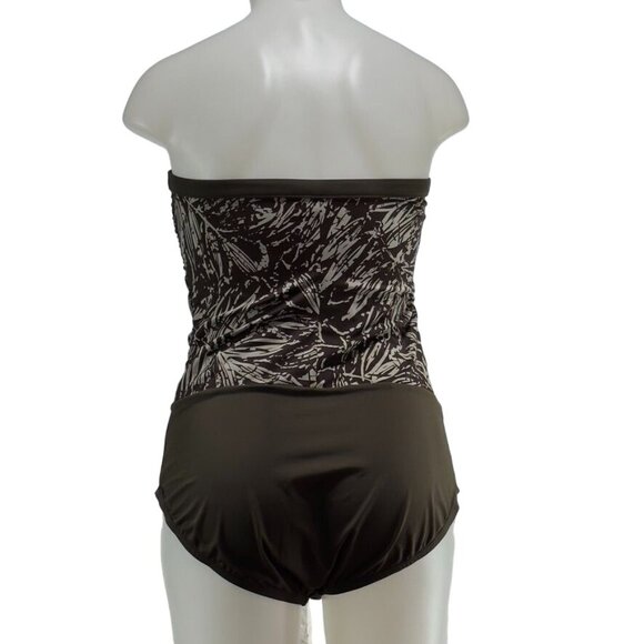 JANTZEN CLASSIC Women's Swimsuit 1-Piece Nylon Brown Floral Breathable Size 14 - Picture 3 of 9